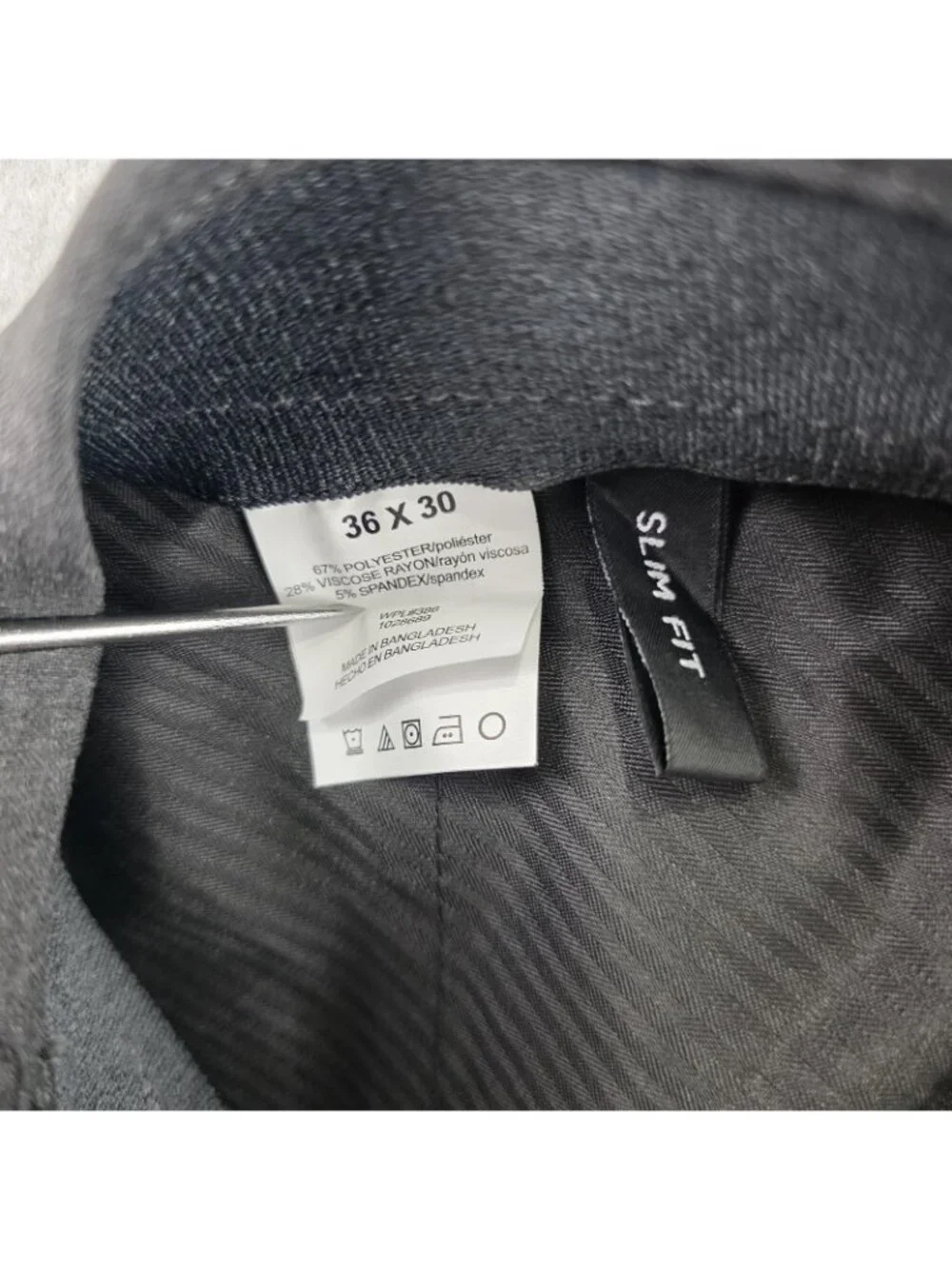 J.M. Haggar Premium Dress Pants Mens 36x30 Gray Slim Stretch Flat Front NWT